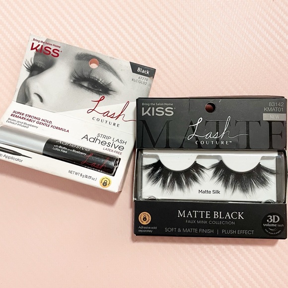 3 for $10 🛍️ Kiss Cosmetics Lash Couture Faux Mink Matte Black Lashes & Glue NEW - Picture 1 of 5